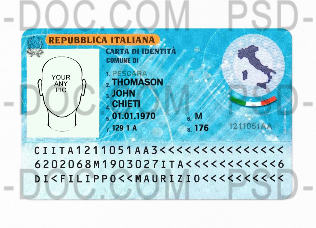 front and back side of id card