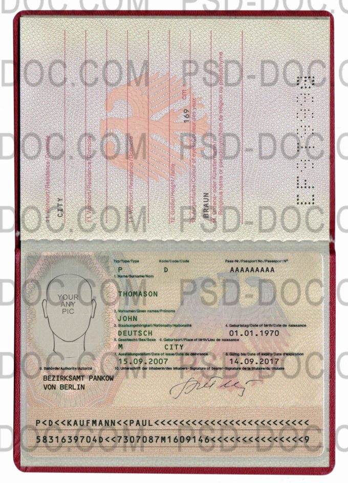 passport travel document number germany