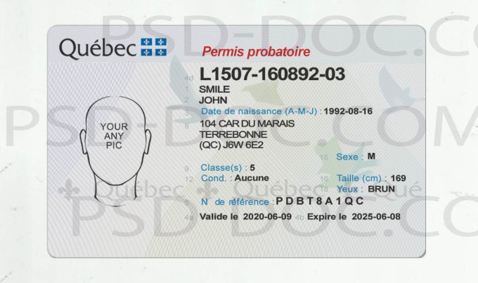 Canada Quebec Driver License Front Back Psd Store