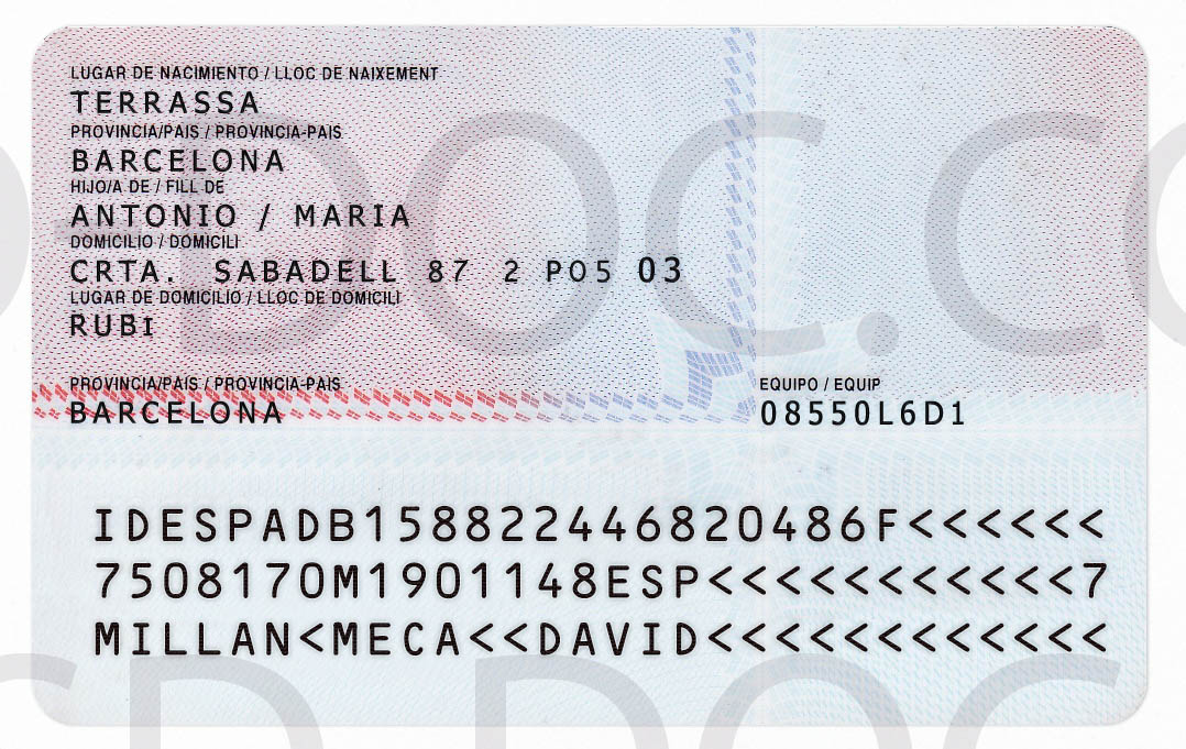ID card Spain front   back - PSD Store