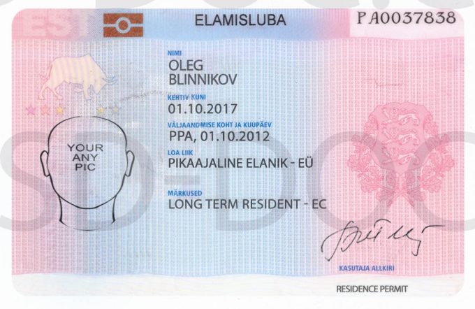 Residence Permit Estonia front side - PSD Store