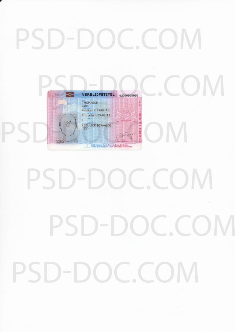 residence-permit-netherlands-front-side-psd-store