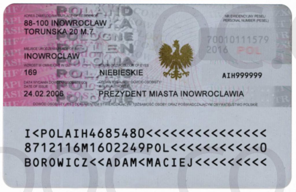 ID card Poland front + back - PSD Store