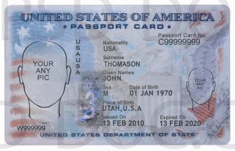 Passport Card USA front side - PSD Store