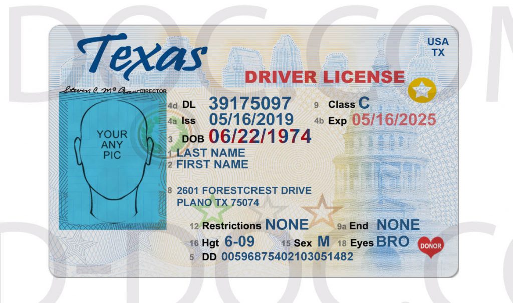 USA Texas Driver License front back sides - PSD Store