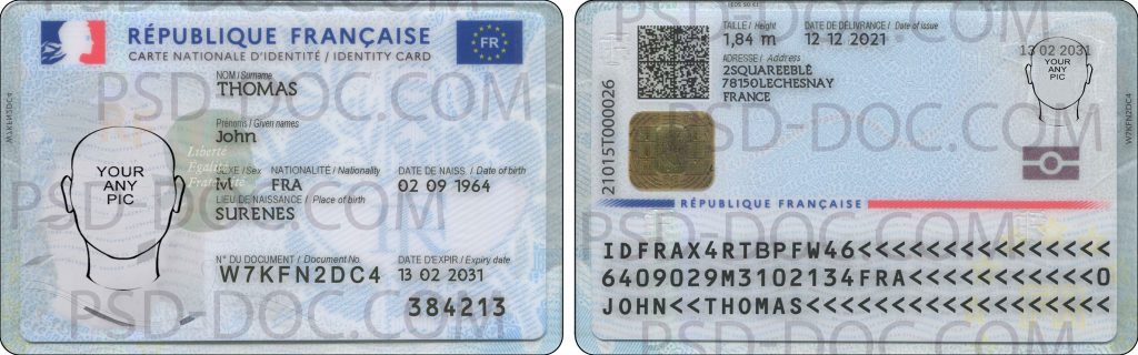 France ID Card front+back PSD - PSD Store