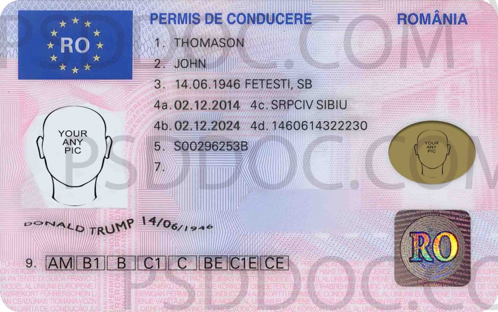 Romania Driver License front back sides - PSD Store